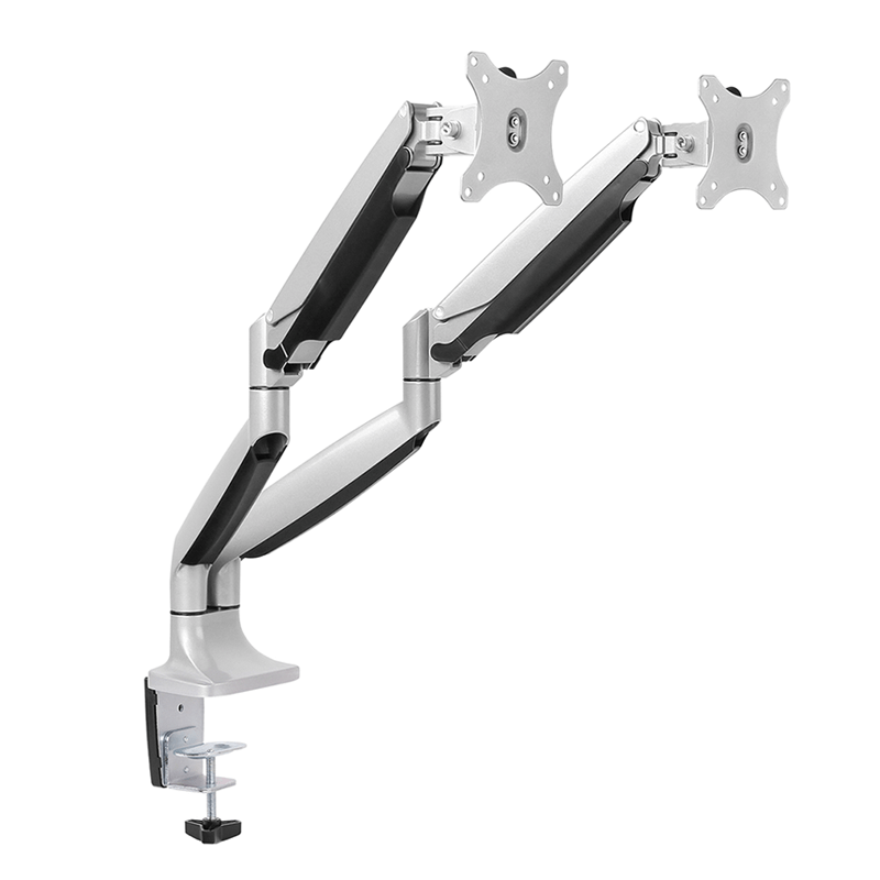 DQ Double Monitorarm Nika Silver - with gas spring